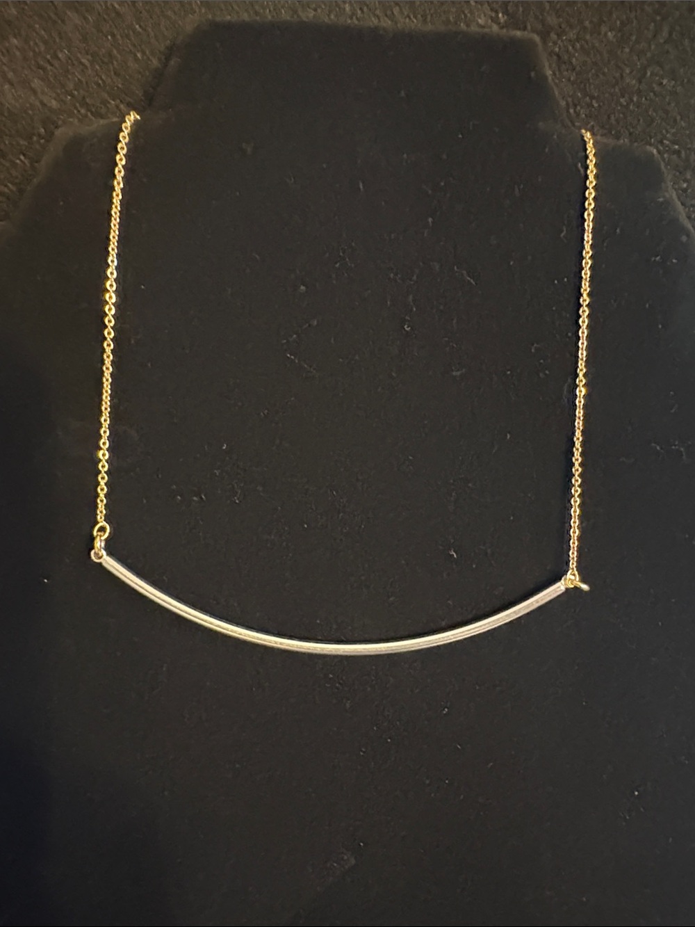 J.Crew Gold and Silver Smile Curved Bar Necklace